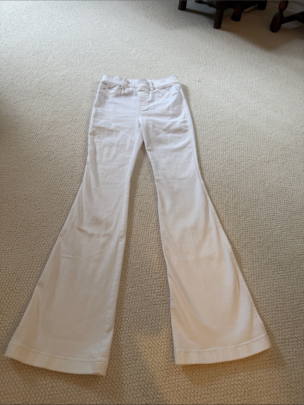 SPANX pull-on white flare jeans